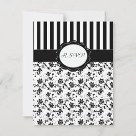 Cartão RSVP Placa Floral R.S.V.P. Preta e Branca