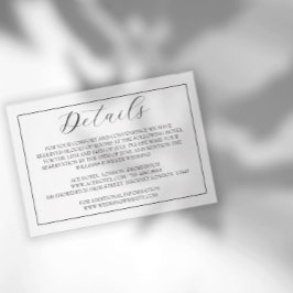 Cartão RSVP Placa mínima de gabinete de script preto e branco