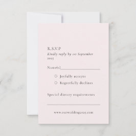 Cartão RSVP Placa minimalista, cor-de-rosa, Rosa suave e pálid