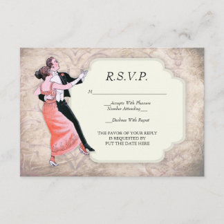 Cartão RSVP Placa R.S.V.P. do Casal Dança Vintage de 1920