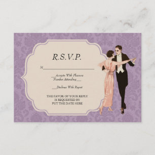 Cartão RSVP Placa R.S.V.P. do Casal Dança Vintage de 1920