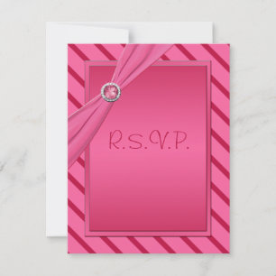 Cartão RSVP Placa R.S.V.P., rosa e vermelha Stripe