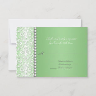 Cartão RSVP Placas RSVP/Resposta de Casamento Verde de Damasco