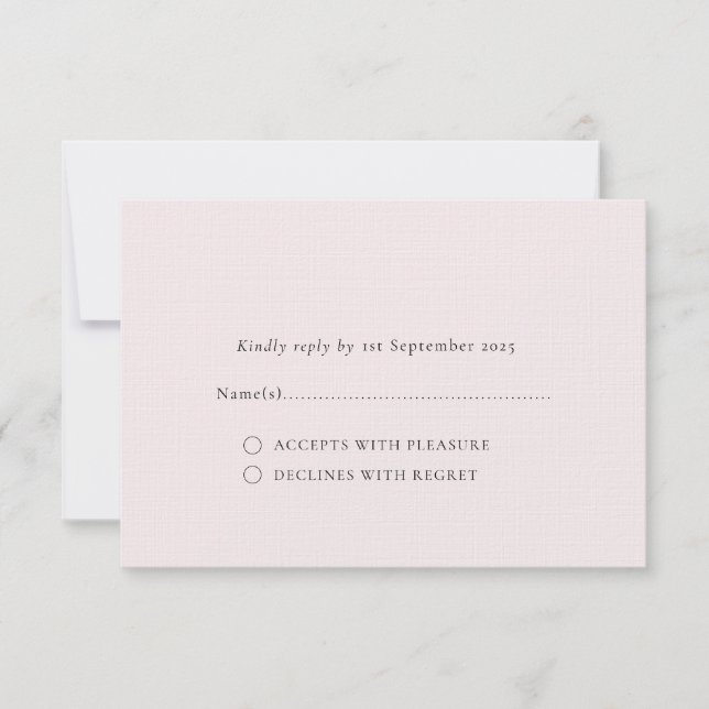 Cartão RSVP Plano de fundo mínimo sólido romântico embebido pá (Frente)