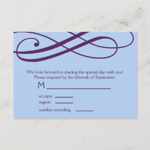 Cartão RSVP Plum e Pó Blue Swirls Response Card