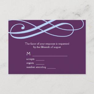 Cartão RSVP Plum e Pó Blue Swirls Response Card