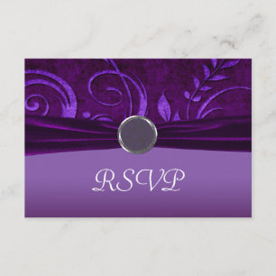 Cartão RSVP Plum & Purple Velvet Wedding Swirl