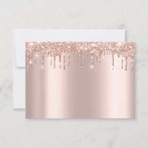 Cartão RSVP Pó de Blush Dourado Rosa Brilho Brilante