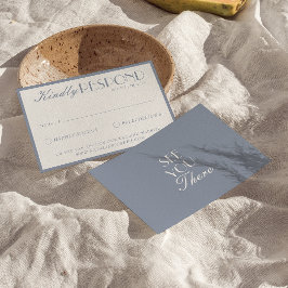 Cartão RSVP Poeira Azul Retro Dinheiro Antigo Casamento Clássi