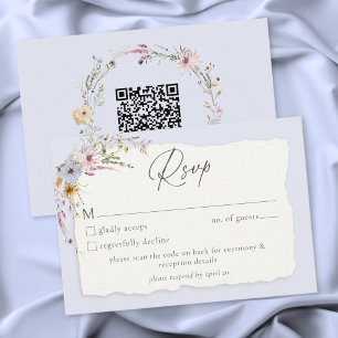 Cartão RSVP Poeira Azul Rústica Casamento de Flores Silvestres