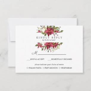 Cartão RSVP Poinsétia de Yuletide que Wedding a OPÇÃO da