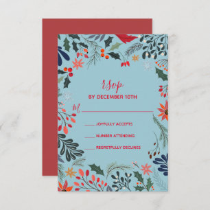 Cartão RSVP Poinsettia Berries deixa o Natal