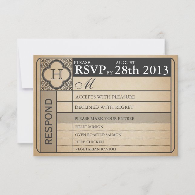 Cartão RSVP Ponchout do casamento vintage III (Frente)