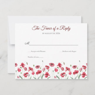 Cartão RSVP Poppy & Lavender Watercolor Floral Wedding