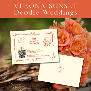 Cartão RSVP Pôr do sol em Verona Código QR Desenho à mão Doodl