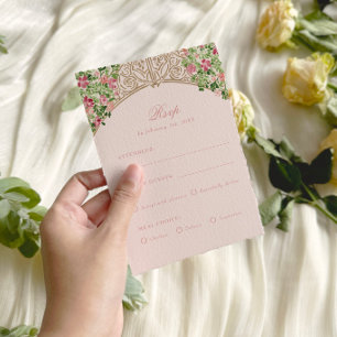 Cartão RSVP Porta-RSVP em Faux Folha de Rosa Desbotada Régio p