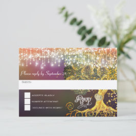 Cartão RSVP Pote de Floresta em Vidro Conto de Fadas Casamento