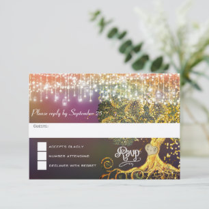 Cartão RSVP Pote de Floresta em Vidro Conto de Fadas Casamento
