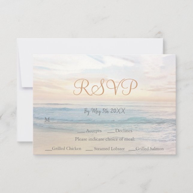 Cartão RSVP Praia Sunset Praia Themed Casamento à beira-mar (Frente)