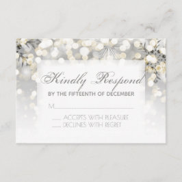 Cartão RSVP Prata casamento no inverno e Sparkle Dourada
