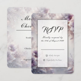 Cartão RSVP Prata e Suave Ametista Flores de Inverno Casamento