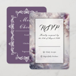 Cartão RSVP Prata e Suave Flores de Inverno de Ametista Casame