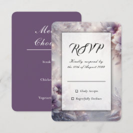 Cartão RSVP Prata e Suave Flores de Inverno de Ametista Casame