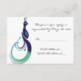Cartão RSVP Precioso Pavão em Roxo, Azul Turquesa, Verde Respo
