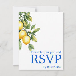 Cartão RSVP 💙🍋Preferências alimentares Azul & Limone Romanc
