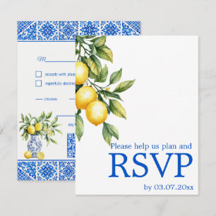 Cartão RSVP 💙🍋Preferências alimentares  Azul & Limone Romanc