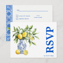 Cartão RSVP 💙🍋Preferências alimentares Azul & Limone Romanc