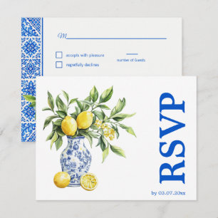 Cartão RSVP 💙🍋Preferências alimentares  Azul & Limone Romanc