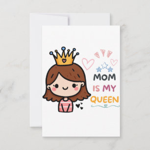Cartão RSVP Presente de dia de as mães Mamãe É Minha Rainha