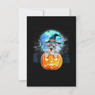 Cartão RSVP Presente de Schnauzer Dog Witt Halloween Pumpkin