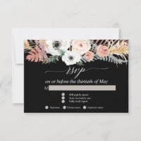 Preto Branco Boho Grama Pampas Floral Tropical RSV