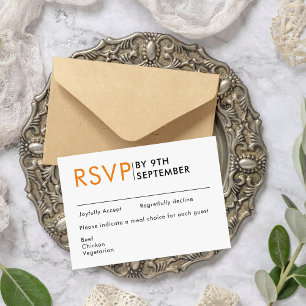 Cartão RSVP Preto e Branco minimalista moderno