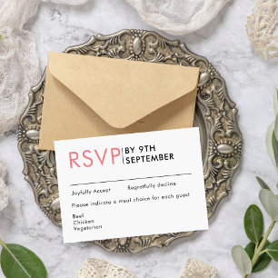 Cartão RSVP Preto e Branco minimalista moderno