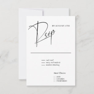 Cartão RSVP Preto e Branco Simples Moderno