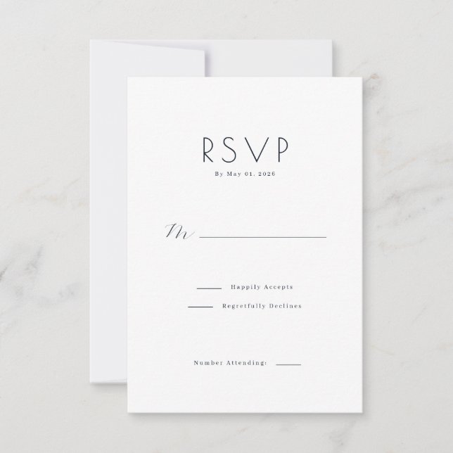 Cartão RSVP Preto Elegante (Frente)