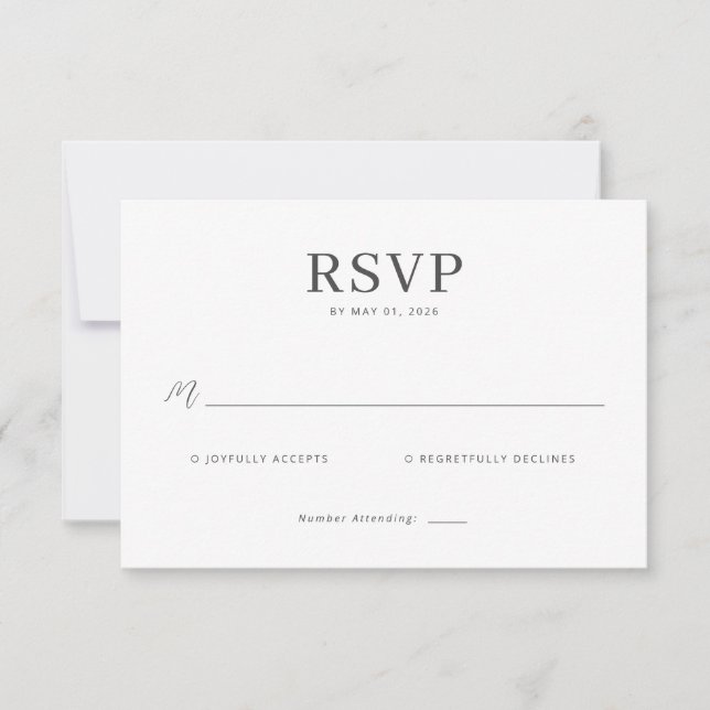 Cartão RSVP Preto Elegante (Frente)