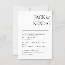 Cartão RSVP Preto Elegante Moderno E Branco Personalizado