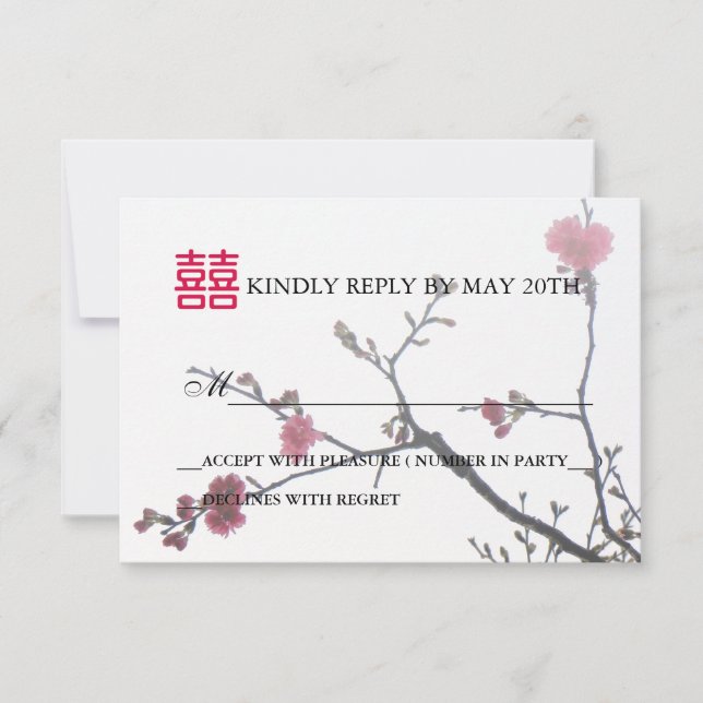 Cartão RSVP Primavera de Boas-vindas com Felicidade Dupla Saku (Frente)