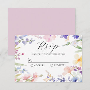 Cartão RSVP Primavera floral de aquarela