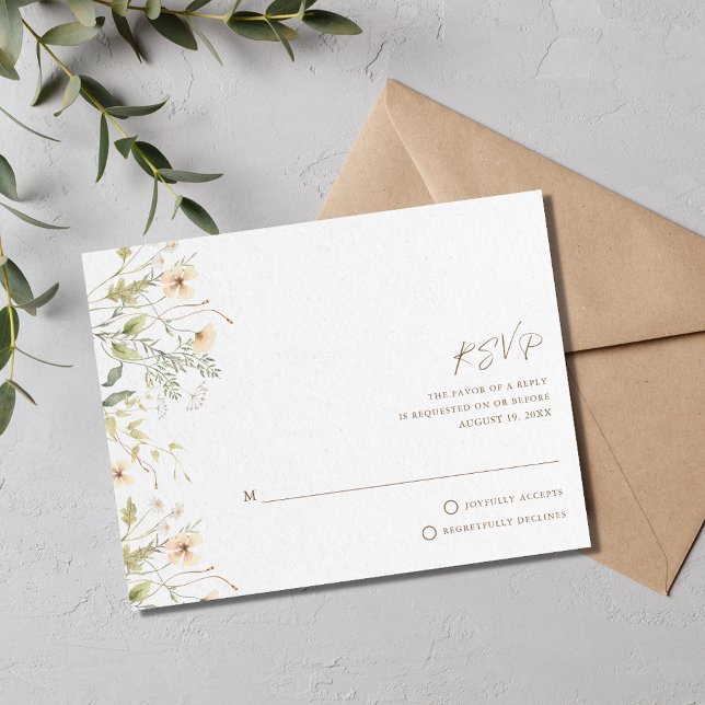 Cartão RSVP Primavera Wildflower Wedding (Spring Wildflowers Wedding RSVP Card)