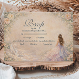 Cartão RSVP Princesa Encantada Conto de Fadas Quinceañera