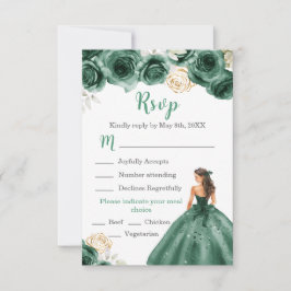 Cartão RSVP Princesa Floral em Escolha de Refeição de Vestido 