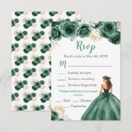 Cartão RSVP Princesa Floral em Escolha de Refeição de Vestido 