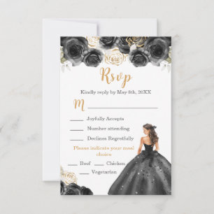 Cartão RSVP Princesa Floral em Escolha de Refeição de Vestido 