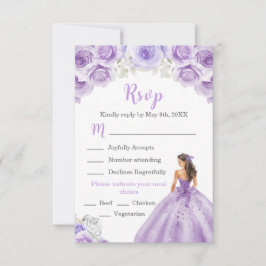 Cartão RSVP Princesa Floral em Escolha de Refeição de Vestido 