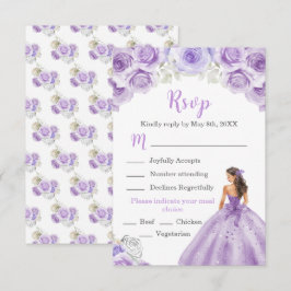 Cartão RSVP Princesa Floral em Escolha de Refeição de Vestido 